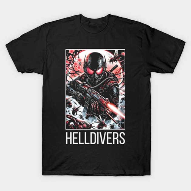 dynamic composition of Helldivers fighting against a swarm of insect-like aliens - fantasy T-Shirt by StyleTops